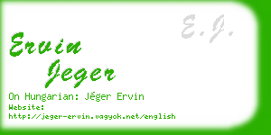 ervin jeger business card